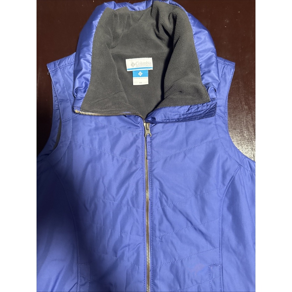 Columbia Womens Puffer Vest Blue Quilted Fleece‎ Lined Full Zip Jacket XS